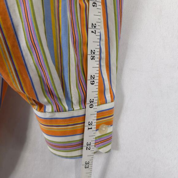 Hickey Freeman Shirt Mens L Colorful Striped Button Up Long Sleeve Casual Preppy - Picture 7 of 9